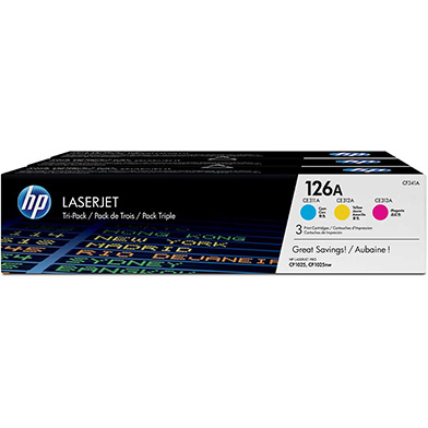 HP CNHPCF341A 126A Toner Cartridge Tri-Pack CMY (1,000 Pages)
